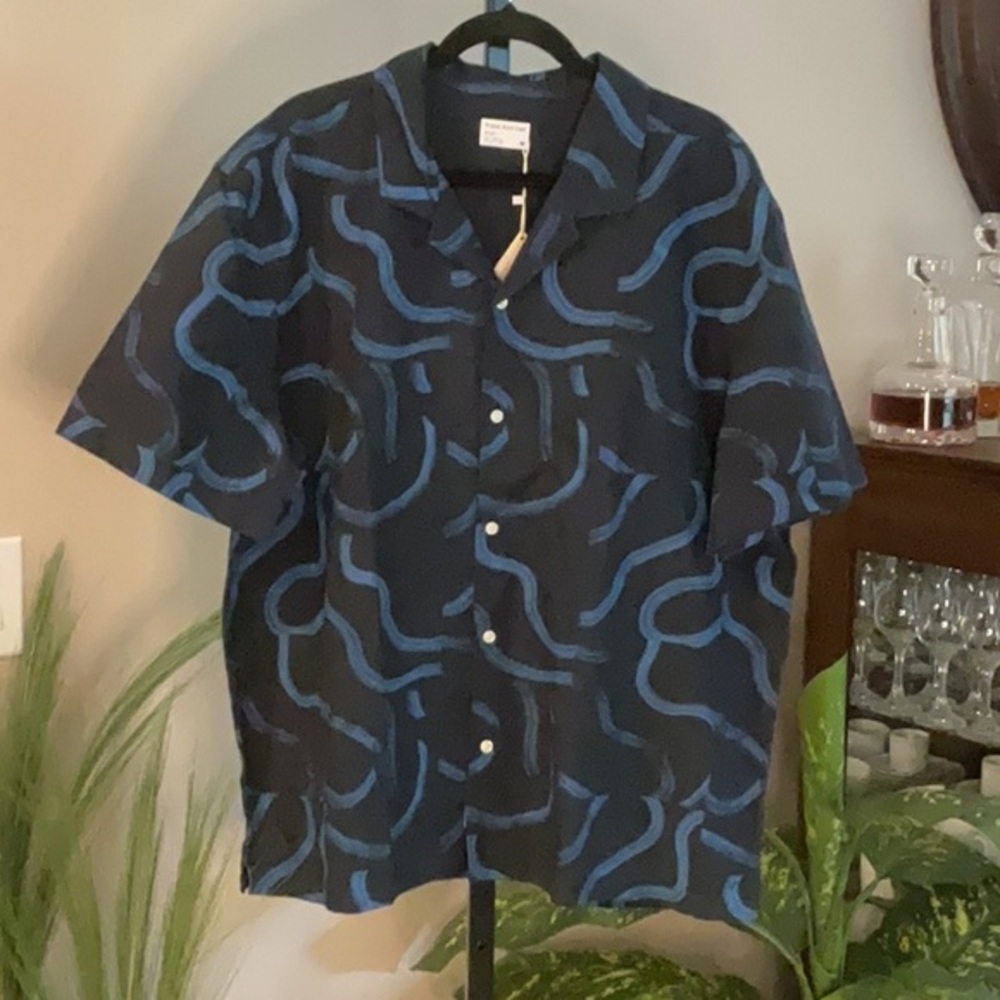 FRANK & OAK - Blue Button Down Organic Cotton Shirt - NEW